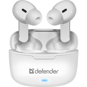 фото Беспроводная гарнитура defender беспроводная twins 903 белый, tws, bluetooth (63903)