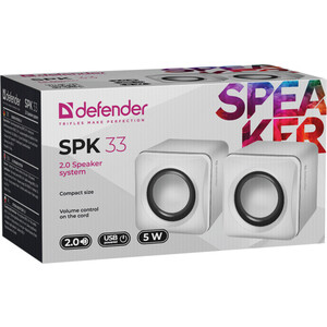 Колонки Defender Акустическая 2.0 система SPK 33 белый, 5 Вт, питание от USB (65631)