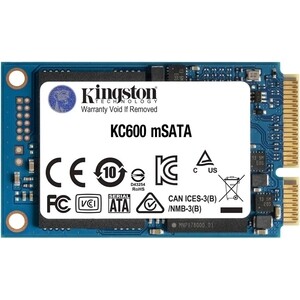 Твердотельный накопитель Kingston SSD KC600, 1024GB, mSATA, SATA3, 3D TLC, R/W 550/520MB/s, IOPs 90 000/80 000, TBW 600, DWPD 0.32 (5 лет (SKC600MS/1024G) твердотельный накопитель kingspec ssd msata mt series 512gb mt 512