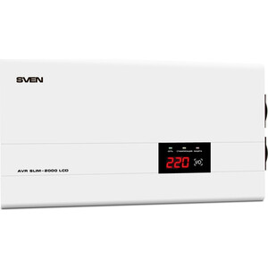 однофазный стабилизатор sven avr slim 2000 lcd sv 013950 Стабилизатор Sven Stabilizer AVR SLIM-2000 LCD, Relay, 1200W, 2000VA, 140-260v, the function ''pause'', 2 outlets (SV-013950)