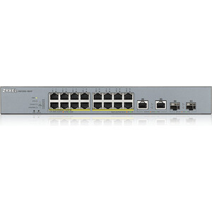 Коммутатор ZyXEL GS1350-18HP L2 PoE + switch for IP cameras, 16xGE PoE +, 2xCombo (SFP / RJ-45), PoE budget 250 W, power (GS1350-18HP-EU0101F) for 12v output poe ip cameras power over ethernet 10 100m 1000mbps injector 48v 3 port poe switches industrial