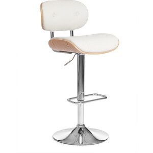 фото Барный стул tetchair drakar (mod. 4050) металл/дерево/экокожа белый/натуральный/хром