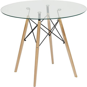 TetChair Стол CINDY GLASS (mod.80GLASS) металл/стекло, D80x75 см, прозрачный стол на металлокаркасе brabix loft cd 004 3 полки дуб натуральный 641220