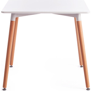 TetChair Стол JOHN (mod. T1003) МДФ/дерево, 80 х 80 х 75 см , White (Белый) / Natural (натуральный) стол обеденный dikline l110 дуб галифакс натуральный лдсп egger опоры белый