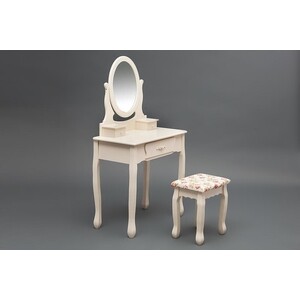 фото Туалетный столик с зеркалом и табуретом tetchair secret de maison coiffeuse (mod. hx15-075) дерево павловния мдф butter white (слоновая кость)