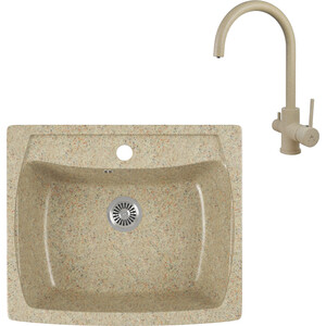 

Кухонная мойка и смеситель GreenStone GRS-03-302 Kaiser Merkur R 26744-16 с сифоном, песочный, GRS-03-302 Kaiser Merkur R 26744-16 с сифоном, песочный