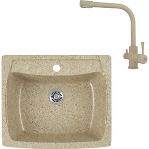 

Кухонная мойка и смеситель GreenStone GRS-03-302 Kaiser Merkur 26044-16 с сифоном, песочный, GRS-03-302 Kaiser Merkur 26044-16 с сифоном, песочный
