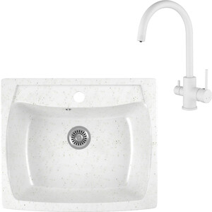 

Кухонная мойка и смеситель GreenStone GRS-03-331 Kaiser Merkur 26744-4 с сифоном, белая, GRS-03-331 Kaiser Merkur 26744-4 с сифоном, белая