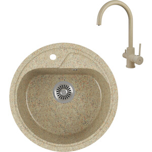 

Кухонная мойка и смеситель GreenStone GRS-04-302 Kaiser Merkur R 26744-16 с сифоном, песочная, GRS-04-302 Kaiser Merkur R 26744-16 с сифоном, песочная