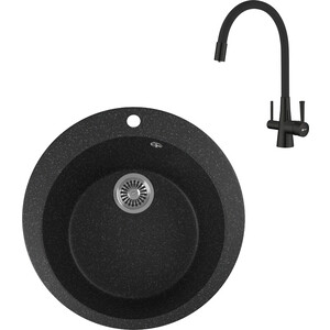 

Кухонная мойка и смеситель GreenStone GRS-05-308 Lemark Comfort LM3075BL с сифоном, черная, GRS-05-308 Lemark Comfort LM3075BL с сифоном, черная