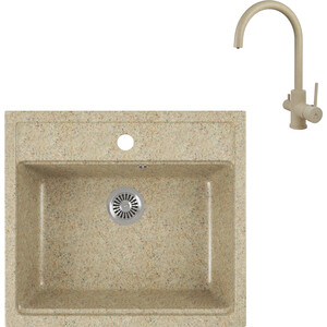 

Кухонная мойка и смеситель GreenStone GRS-06-302 Kaiser Merkur R 26744-16 с сифоном, песочная, GRS-06-302 Kaiser Merkur R 26744-16 с сифоном, песочная
