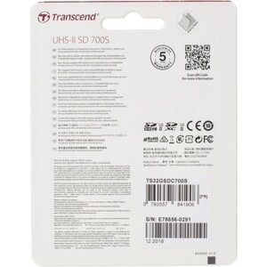 фото Карта памяти transcend 32gb sdhc class 10 uhs-ii u3 v90 r285, w180mb/s (ts32gsdc700s)