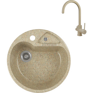 

Кухонная мойка и смеситель GreenStone GRS-08K-302 Kaiser Merkur R 26744-16 с сифоном, песочная, GRS-08K-302 Kaiser Merkur R 26744-16 с сифоном, песочная