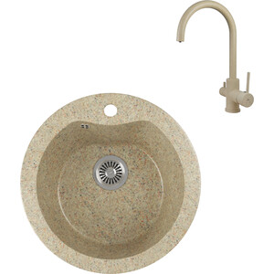 

Кухонная мойка и смеситель GreenStone GRS-08S-302 Kaiser Merkur R 26744-16 с сифоном, песочная, GRS-08S-302 Kaiser Merkur R 26744-16 с сифоном, песочная