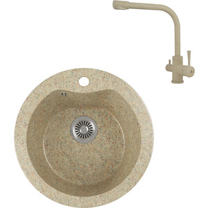 

Кухонная мойка и смеситель GreenStone GRS-08S-302 Kaiser Merkur 26044-16 с сифоном, песочная, GRS-08S-302 Kaiser Merkur 26044-16 с сифоном, песочная