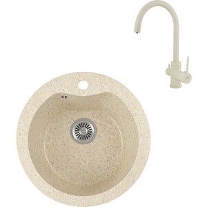 

Кухонная мойка и смеситель GreenStone GRS-08S-328 Kaiser Merkur R 26744-11 с сифоном, бежевая, GRS-08S-328 Kaiser Merkur R 26744-11 с сифоном, бежевая