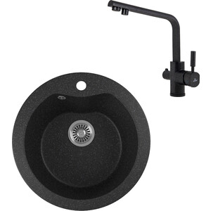 

Кухонная мойка и смеситель GreenStone GRS-08S-308 Kaiser Deco 40144-2 с сифоном, черная, GRS-08S-308 Kaiser Deco 40144-2 с сифоном, черная
