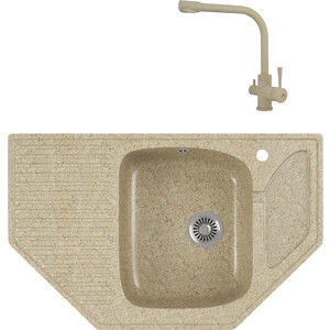 

Кухонная мойка и смеситель GreenStone GRS-10-302 Kaiser Merkur 26044-16 с сифоном, песочная, GRS-10-302 Kaiser Merkur 26044-16 с сифоном, песочная