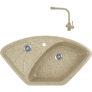 

Кухонная мойка и смеситель GreenStone GRS-10E-302 Kaiser Merkur 26044-16 с сифоном, песочный, GRS-10E-302 Kaiser Merkur 26044-16 с сифоном, песочный