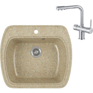 

Кухонная мойка и смеситель GreenStone GRS-11-302 Haiba HB70088 с сифоном, песочный, GRS-11-302 Haiba HB70088 с сифоном, песочный