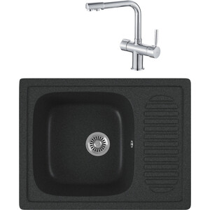 

Кухонная мойка и смеситель GreenStone GRS-13-343 Haiba HB70088 с сифоном, антрацит, GRS-13-343 Haiba HB70088 с сифоном, антрацит