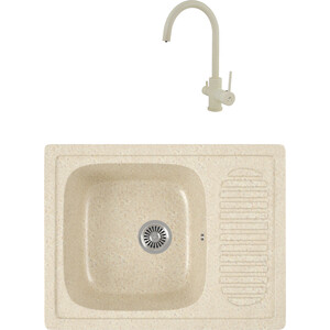 

Кухонная мойка и смеситель GreenStone GRS-13-328 Kaiser Merkur 26044-16 с сифоном, бежевая, GRS-13-328 Kaiser Merkur 26044-16 с сифоном, бежевая