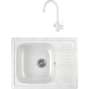 

Кухонная мойка и смеситель GreenStone GRS-13-331 Kaiser Merkur 26744-4 с сифоном, белая, GRS-13-331 Kaiser Merkur 26744-4 с сифоном, белая