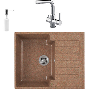 

Кухонная мойка и смеситель GreenStone GRS-13s-307 Lemark Comfort LM3061C с сифоном и дозатором, терракот, GRS-13s-307 Lemark Comfort LM3061C с сифоном и дозатором, терракот