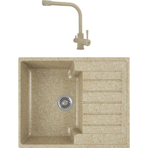 

Кухонная мойка и смеситель GreenStone GRS-13s-302 Kaiser Merkur 26044-16 с сифоном, песочный, GRS-13s-302 Kaiser Merkur 26044-16 с сифоном, песочный