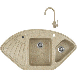 

Кухонная мойка и смеситель GreenStone GRS-14K-302 Kaiser Merkur R 26744-16 с сифоном, песочная, GRS-14K-302 Kaiser Merkur R 26744-16 с сифоном, песочная