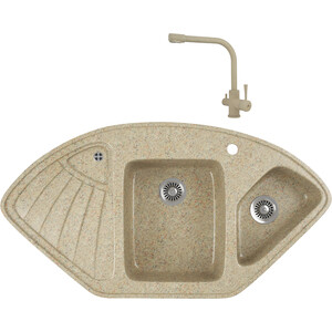 

Кухонная мойка и смеситель GreenStone GRS-14K-302 Kaiser Merkur 26044-16 с сифоном, песочная, GRS-14K-302 Kaiser Merkur 26044-16 с сифоном, песочная