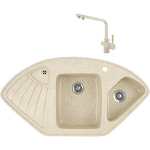 

Кухонная мойка и смеситель GreenStone GRS-14K-328 Kaiser Decor 40144-11 с сифоном, бежевая, GRS-14K-328 Kaiser Decor 40144-11 с сифоном, бежевая