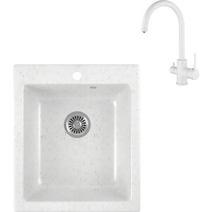 

Кухонная мойка и смеситель GreenStone GRS-17-331 Kaiser Merkur 26744-4 с сифоном, белая, GRS-17-331 Kaiser Merkur 26744-4 с сифоном, белая