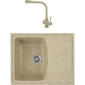 

Кухонная мойка и смеситель GreenStone GRS-17K-302 Kaiser Merkur 26044-16 с сифоном, песочная, GRS-17K-302 Kaiser Merkur 26044-16 с сифоном, песочная