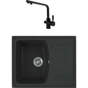 

Кухонная мойка и смеситель GreenStone GRS-17K-343 Kaiser Decor 40144-9 с сифоном, антрацит, GRS-17K-343 Kaiser Decor 40144-9 с сифоном, антрацит
