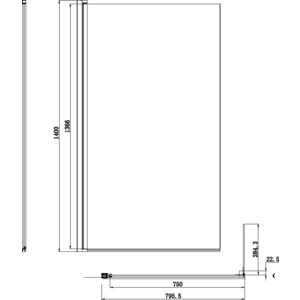 Шторка для ванной Damixa Skyline 80 распашная, прозрачная, хром глянцевый (DX35WBS-D080-140MT)