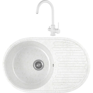 

Кухонная мойка и смеситель GreenStone GRS-18-331 Kaiser Merkur 26744-4 с сифоном, белая, GRS-18-331 Kaiser Merkur 26744-4 с сифоном, белая