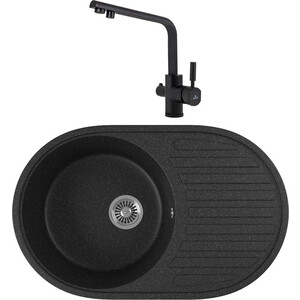 

Кухонная мойка и смеситель GreenStone GRS-18-308 Kaiser Deco 40144-2 с сифоном, черная, GRS-18-308 Kaiser Deco 40144-2 с сифоном, черная