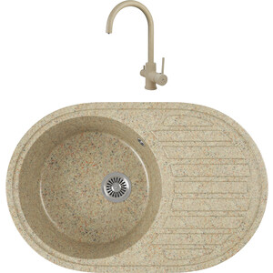 

Кухонная мойка и смеситель GreenStone GRS-18L-302 Kaiser Merkur R 26744-16 с сифоном, песочный, GRS-18L-302 Kaiser Merkur R 26744-16 с сифоном, песочный