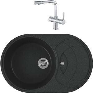 

Кухонная мойка и смеситель GreenStone GRS-18S-343 Haiba HB70088 с сифоном, антрацит, GRS-18S-343 Haiba HB70088 с сифоном, антрацит