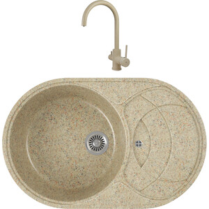 

Кухонная мойка и смеситель GreenStone GRS-18S-302 Kaiser Merkur R 26744-16 с сифоном, песочная, GRS-18S-302 Kaiser Merkur R 26744-16 с сифоном, песочная