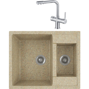 

Кухонная мойка и смеситель GreenStone GRS-21-302 Haiba HB70088 с сифоном, песочная, GRS-21-302 Haiba HB70088 с сифоном, песочная