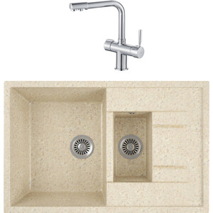 

Кухонная мойка и смеситель GreenStone GRS-21K-328 Haiba HB70088 с сифоном, бежевая, GRS-21K-328 Haiba HB70088 с сифоном, бежевая