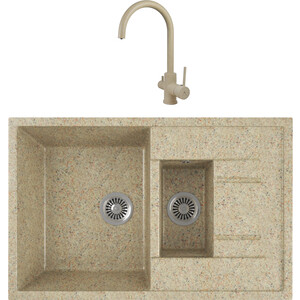 

Кухонная мойка и смеситель GreenStone GRS-21K-302 Kaiser Merkur R 26744-16 с сифоном, песочная, GRS-21K-302 Kaiser Merkur R 26744-16 с сифоном, песочная