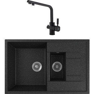 

Кухонная мойка и смеситель GreenStone GRS-21K-308 Kaiser Deco 40144-2 с сифоном, черная, GRS-21K-308 Kaiser Deco 40144-2 с сифоном, черная
