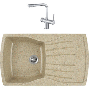 

Кухонная мойка и смеситель GreenStone GRS-22-302 Haiba HB70088 с сифоном, песочный, GRS-22-302 Haiba HB70088 с сифоном, песочный