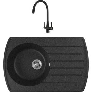 

Кухонная мойка и смеситель GreenStone GRS-23-308 Lemark Comfort LM3075BL с сифоном, черная, GRS-23-308 Lemark Comfort LM3075BL с сифоном, черная