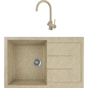 

Кухонная мойка и смеситель GreenStone GRS-25-302 Kaiser Merkur R 26744-16 с сифоном, песочный, GRS-25-302 Kaiser Merkur R 26744-16 с сифоном, песочный
