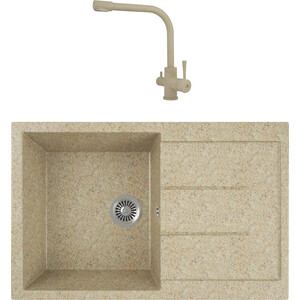 

Кухонная мойка и смеситель GreenStone GRS-25-302 Kaiser Merkur 26044-16 с сифоном, песочный, GRS-25-302 Kaiser Merkur 26044-16 с сифоном, песочный