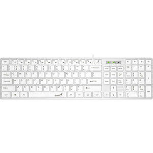 Клавиатура проводная Genius мультимедийная SlimStar 126, USB, 104 клавиши, 9 горячих кнопок, влагозащищенная, тонкие клавиши клавиши, (31310017418)